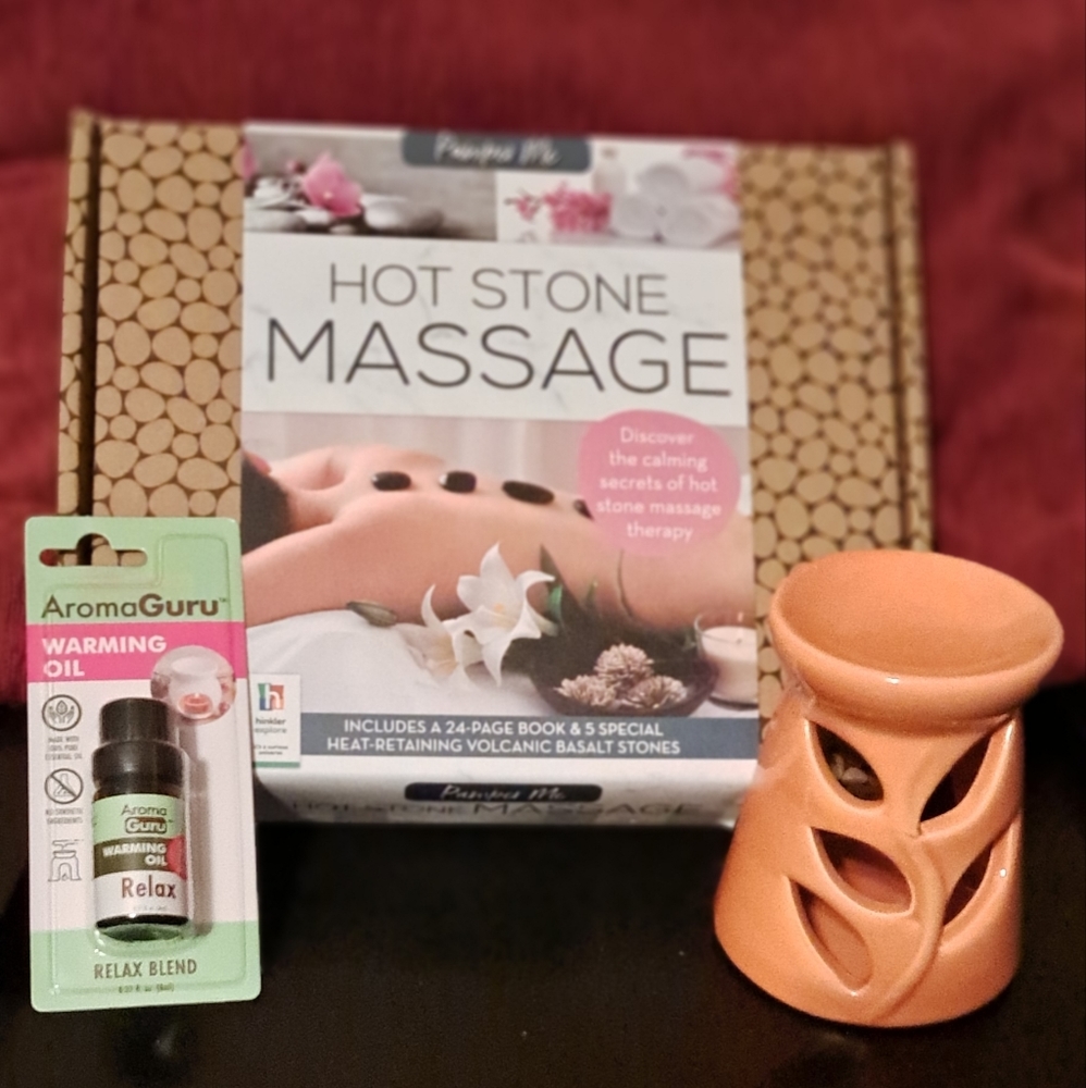 NEW Pamper Me Hot Stone Massage with warming oil and oil warmer